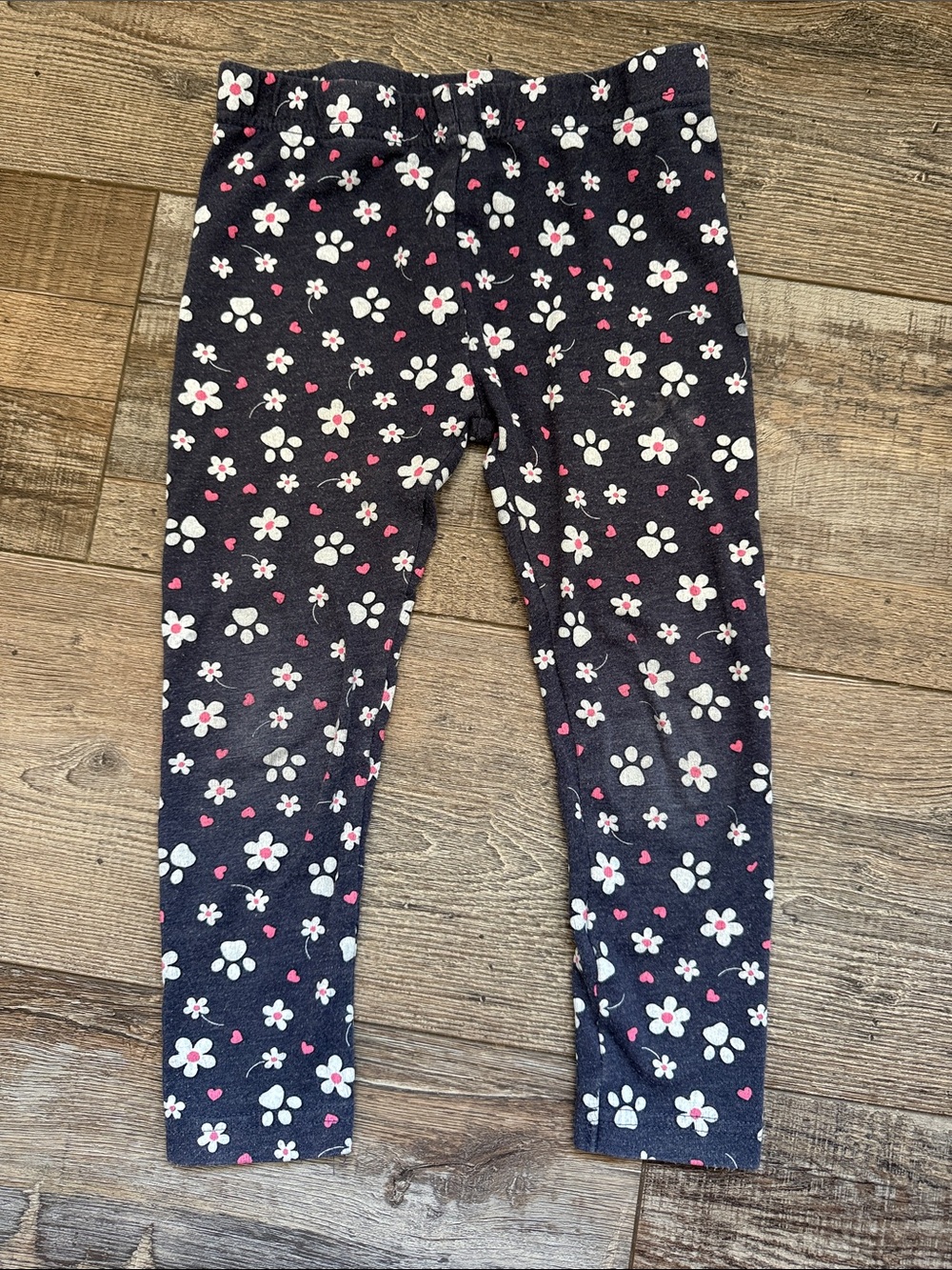 Nickelodeon Navy Leggings with White Flowers & Pink Hearts